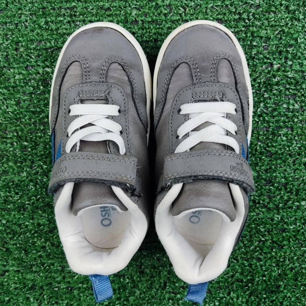 OshKosh Sneakers Kids 8M Gray Blue ROB-B Low Top Hook Loop Casual OS25S06H